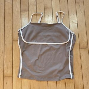 Women's Brown Tank Top with White Trim